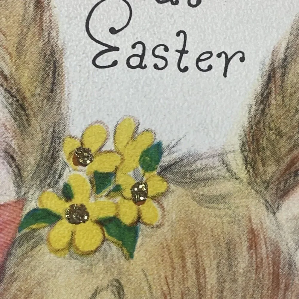 Vtg Stanley Bunny Spring Die Cut Glitter Happy Easter Mother Greeting Card